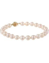 14k Gold 7-7.5mm White or Black Akoya Cultured Pearl Bracelet