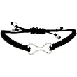 Heart U Back Sterling Silver Dog Bone Black Cord Bracelet