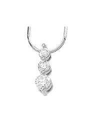 14K White Gold Diamond Three-Stone Pendant - 1.00 Ct. -- LIFETIME WARRANTY