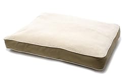 Dog Gone Smart Bed Canvas with Sherpa Top Rectangular Pet Bed with Ecru Piping, Khaki, Large