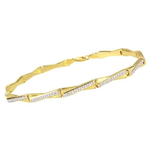 Diamond Fascination 14K Yellow Gold Diamond Accent Cross Over Bracelet