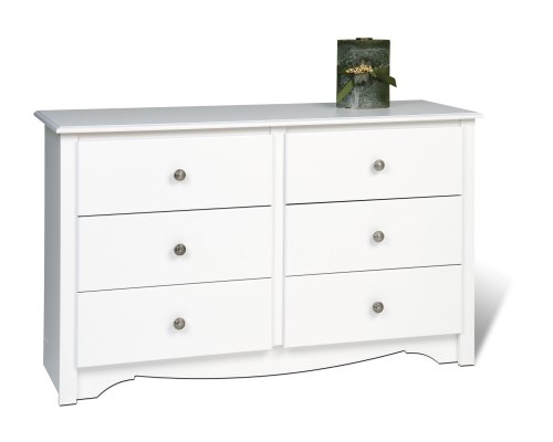 Prepac Monterey White Condo Sized 6 Drawer Double Dresser