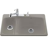 Kohler K-59424-K4 Brookfield White/Color Double Bowl Kitchen Sink - Cashmere
