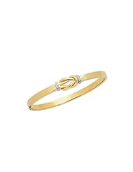 14K Solid Yellow Gold Knot Bangle Bracelet 7" 4mm wide