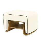 Nurseryworks Cole Ottoman Ecru with Mocha Piping and Light Legs