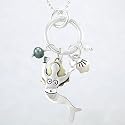 Sterling Silver and Brass Mermaid Pendant with Pearl and Clam Accents on 18" Ball Chain, #8680
