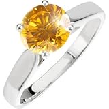 Classic Cathedral Engagement Platinum Ring with Fancy Orange-Yellow Diamond