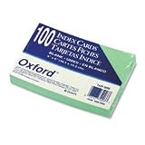 Oxford(R) Colored Recycled Index Cards, Unruled, 4in. x 6in., Green, Pack Of 100