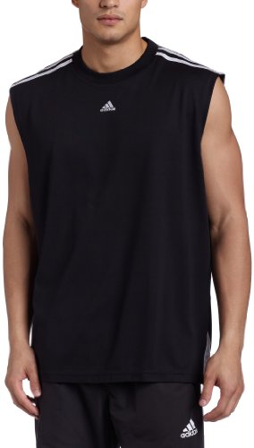 adidas Men's 3-Stripes Sleeveless Tank Top, Black/White, 2X-Large