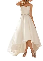 Sweetheart Empire   Waistline Organza/Satin Beaded High-Low-Hem Wedding Party Dress 