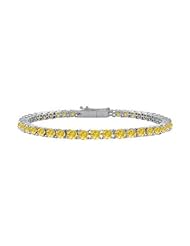 14K White Gold Yellow Sapphire Prong-Set 2.00 CT TGW Tennis Bracelet