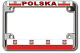 Polska Polish Flag Chrome Metal Motorcycle License Plate Frame