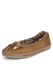 Faux Fur Toggle Ballerina Slippers