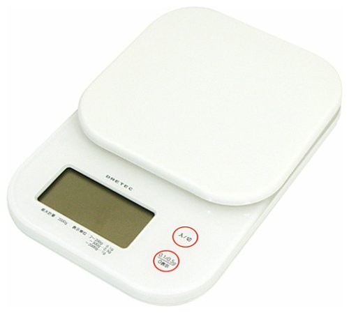 DRETEC デジタルスケール 「ジェリー」 2kg 【計量皿を水洗いできる/表示単位 0.1g】 ホワイト KS-243WT