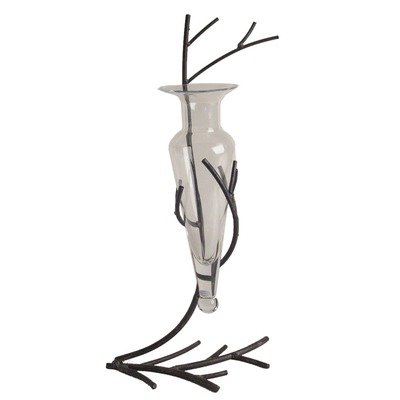 Twig Metal Stand Clear Glass Case Twigs Stand Recycled Iron Decor