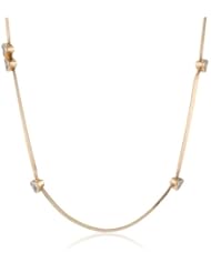 Roman Luxe Gold-Tone Herringbone Crystal Necklace, 46.5"