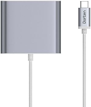 Dorten USB-C [USB 3.1] [male] to HDMI [Digital AV] [female] Multiport [USB 3.1, USB 3.0] Aluminium Adapter for Apple New MacBook 12 inch Laptop [2015], Google Chromebook Pixel - Space Gray