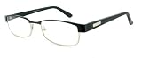 U+ME ultra-sleek designer reading glasses in a modern assortment of colorful metallic frames for todays youthful, fashion conscious men and women. Black 2.00