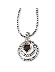 Antique Sterling Silver & Gold Plated Heart Shaped Garnet Necklace