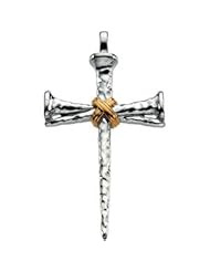 CleverEves 14K White Gold Yellow Gold 59.50X35.25 mm Two-Tone Cross Pendant Cross Pendant