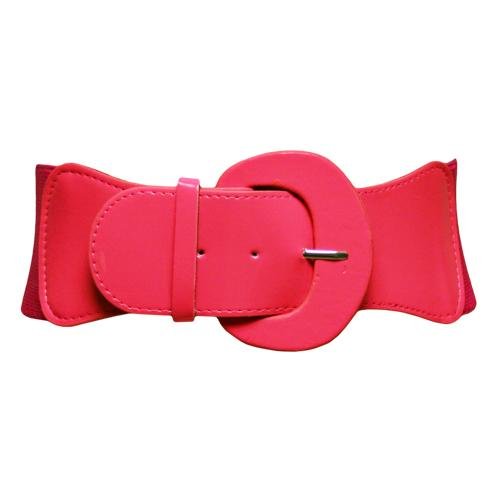 Hot Pink Round Patent Leather Elastic Cinch Belt