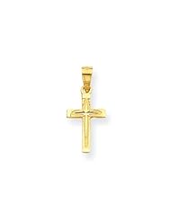 10k Yellow Gold Diamond-Cut Cross Pendant - Religious Jewelry