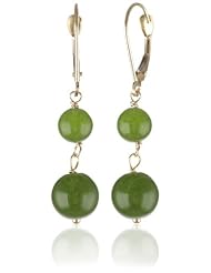 14k Yellow Gold 8mm Dyed Green Jade Earrings