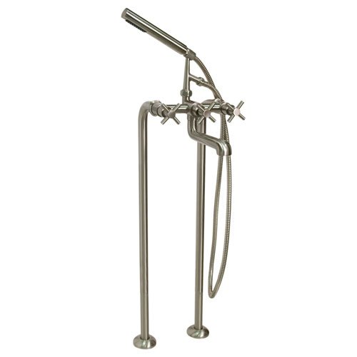 37-1/2 Freestanding Tub Faucet & Supplies w/o Shutoff Valves - Cross Handles - Brushed Nickel