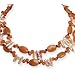 Sterling Silver Red Agate Bloodstone Teeth Pearls Necklace - 16 Inch