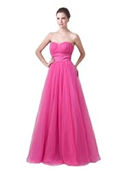 Floor Length Sweetheart Pleated Illusion Tulle Evening Dress 