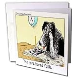 Londons Times Funny Dogs Cartoons - Bored Border Collie - Greeting Cards-12 Greeting Cards with envelopes