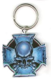 Top Heavy - Blue Skull and Iron Cross - Metal Keychain