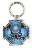 Top Heavy - Blue Skull and Iron Cross - Metal Keychain