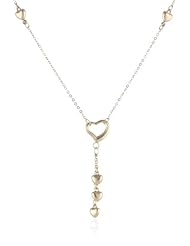 14K Yellow Gold Puff Heart Dangle Y-Shaped Necklace, 16.25"