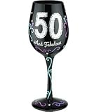 Bottom's Up 15-Ounce 50 and Fabulous Handpainted Wine Glass