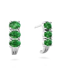 Genuine Emerald 14kt White Gold Earrings