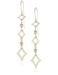14k Yellow Gold Diamond Cut Dangle Earrings
