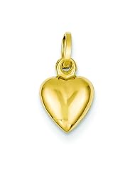 14K Yellow Gold Heart Charm Pendant Love Jewelry