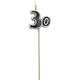 Amscan Printed with The No. 30 in Purple/Blue Fun Message Candle, Black, 9 1/2"