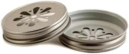 12 Decorative Silver Daisy Cut Lids for Mason Jars - USA Made!