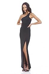Elastane/Polyester Asymmetric Peplum Maxi Dress 