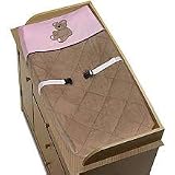 Pink and Chocolate Teddy Bear Girls Changing Pad Cover