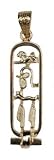 Egyptian Cartouche Pendant with LOVE in Ancient Egyptian Hieroglyphics - Open Style- in Gold, Silver, or Silver with Gold Symbols