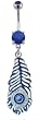 MULTI-COLORED PEACOCK FEATHER WITH GEMS BELLY RING