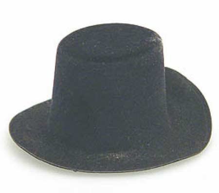 Black Flocked Felt Top Hat - Size: 2