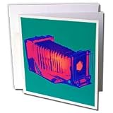KIKE CALVO vintage camera collection - Picture of a Vintage red and blue classical view camera with bellows - Greeting Cards-12 Greeting Cards with envelopes