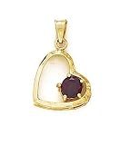 14k 6mm Garnet Heart Pendant