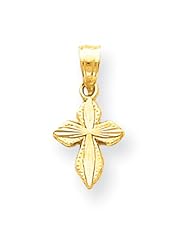 10k Yellow Gold Polished Cross Charm - Religious Jewelry