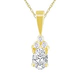 APRIL Birthstone Pendant 5mm X 3mm White Topaz & Diamond Pendant