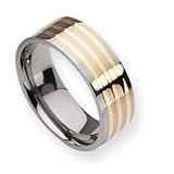 Titanium 14k Gold Inlay 8mm Polished Band Ring - Size 8.5